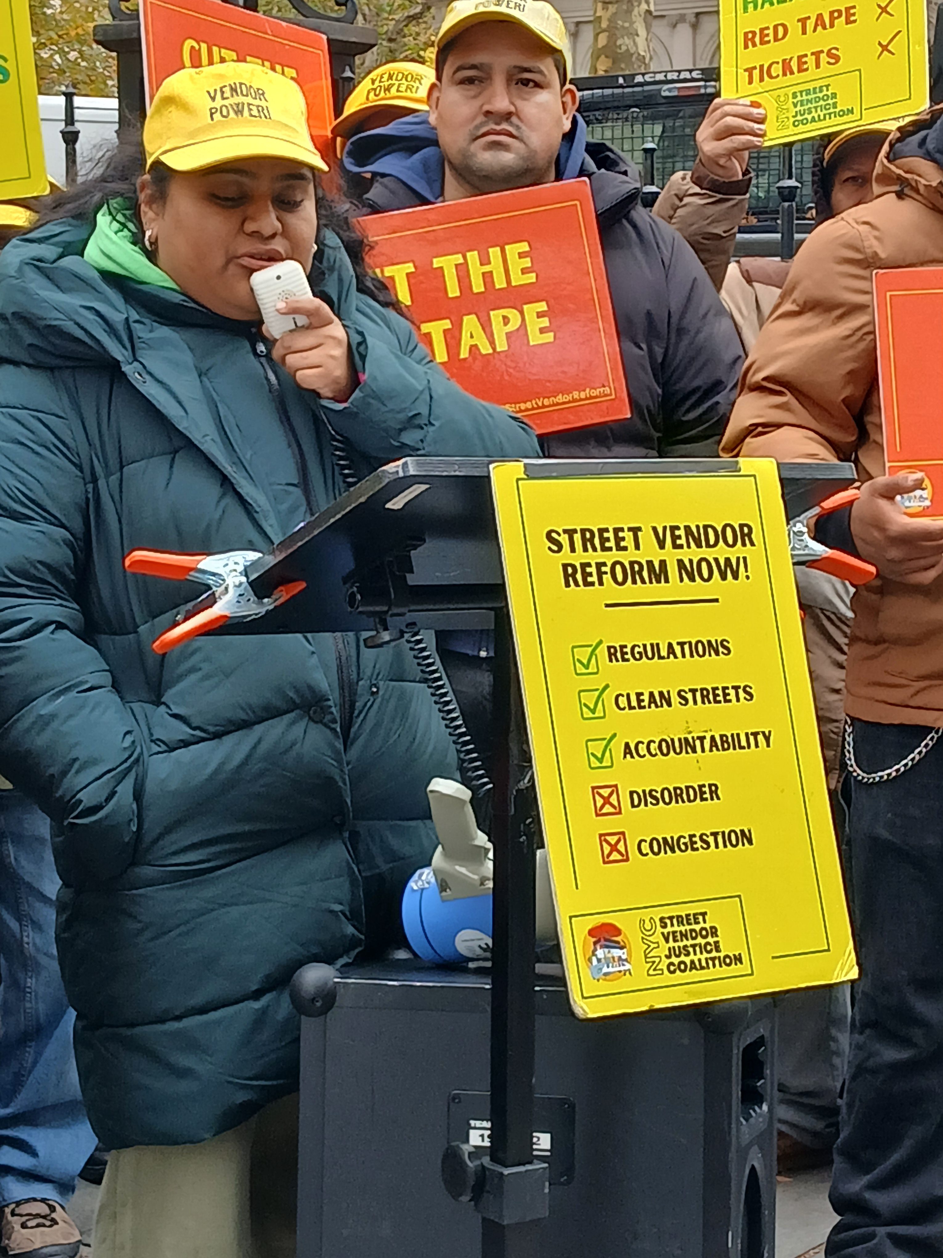 Street vendors gathered at City Hall in November for International Street Vendor Day.