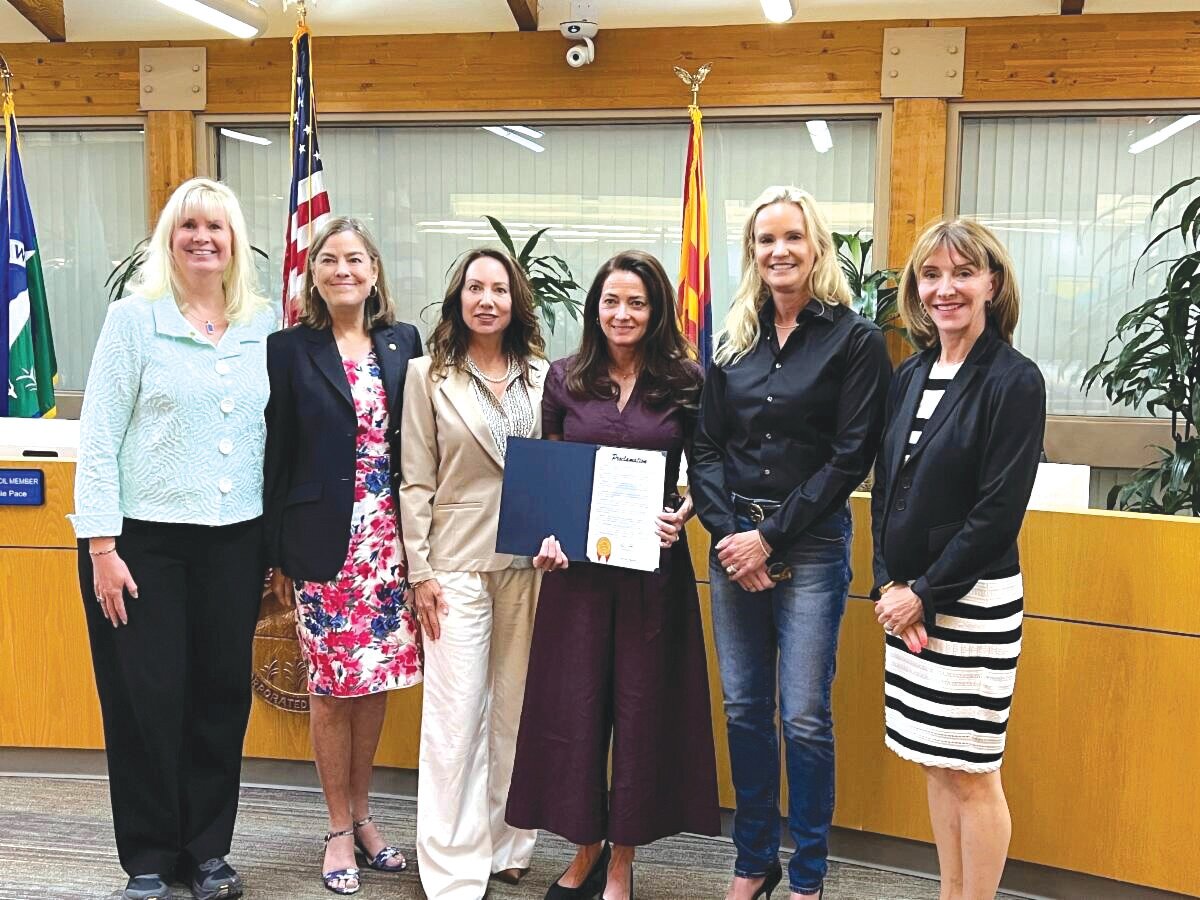 Court Appointed Special Advocates, or CASA, is one of the groups that has benefited from the town&rsquo;s community services fund, On April 10, the Paradise Valley Town Council issued a proclamation recognizing CASA. From left to right, Council Members Julie Pace, Karen Liepmann, Christine Labelle, CASA representative Denise Labelle-Serro, Vice Mayor Ellen Andeen-Keller and Council Member Anna Thomasson.