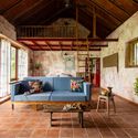 © Abhimanyu KV Kalam by Paddy House / Episode architects - Interior Photography, Living Room, Wood, Table, Chair, Lighting, Brick