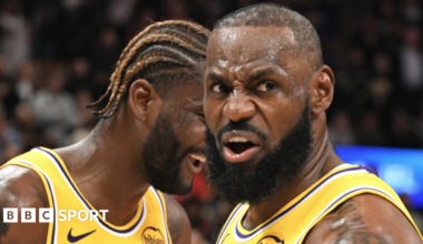 LeBron James reacts after a win over the Toronto Raptors