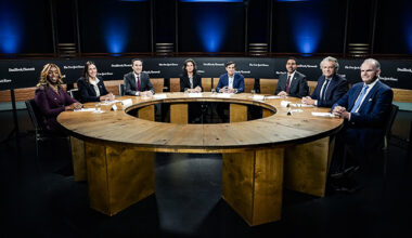 President James T. Harris (far right) during The New York Times Dealbook Summit on December 3. The panel was moderated by journalist Jodi Kantor (center). Credit: Nicole Craine, The New York Times