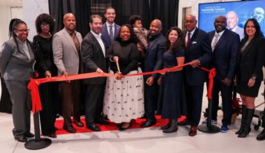 Harris County and city of Houston officials alongside Sylvester Turner's family
