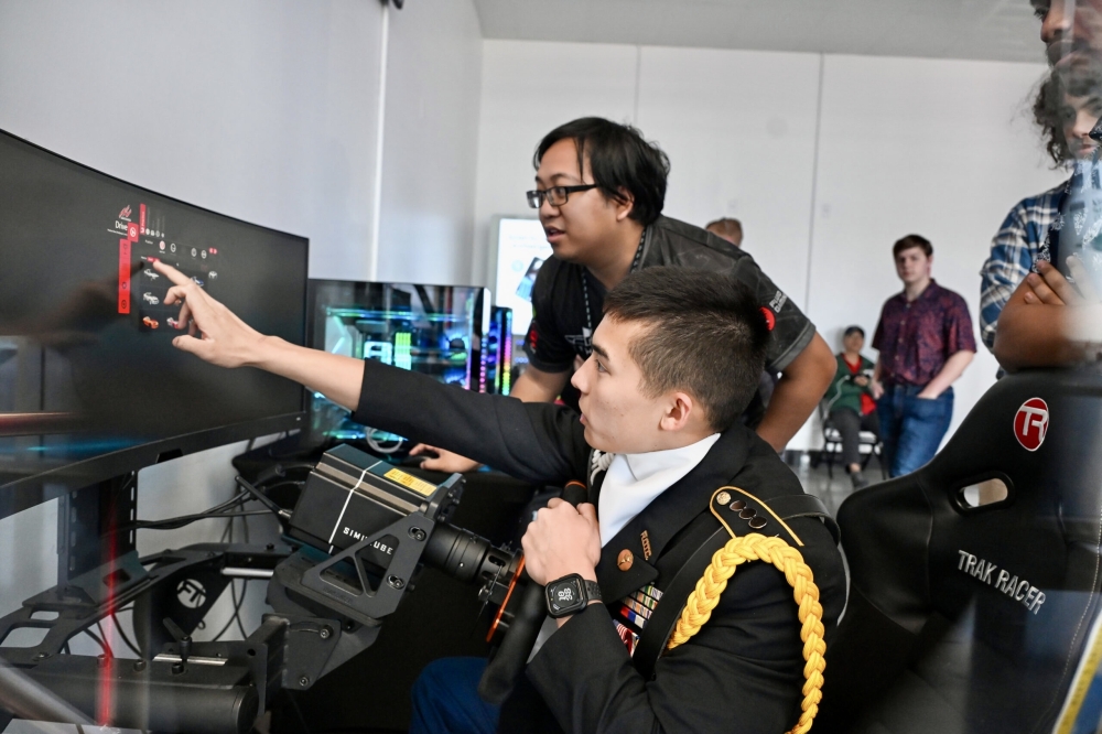 A group of young men are seen competing in a cybersecurity competition in San Antonio, Texas.