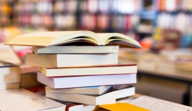 Stack of books in a library