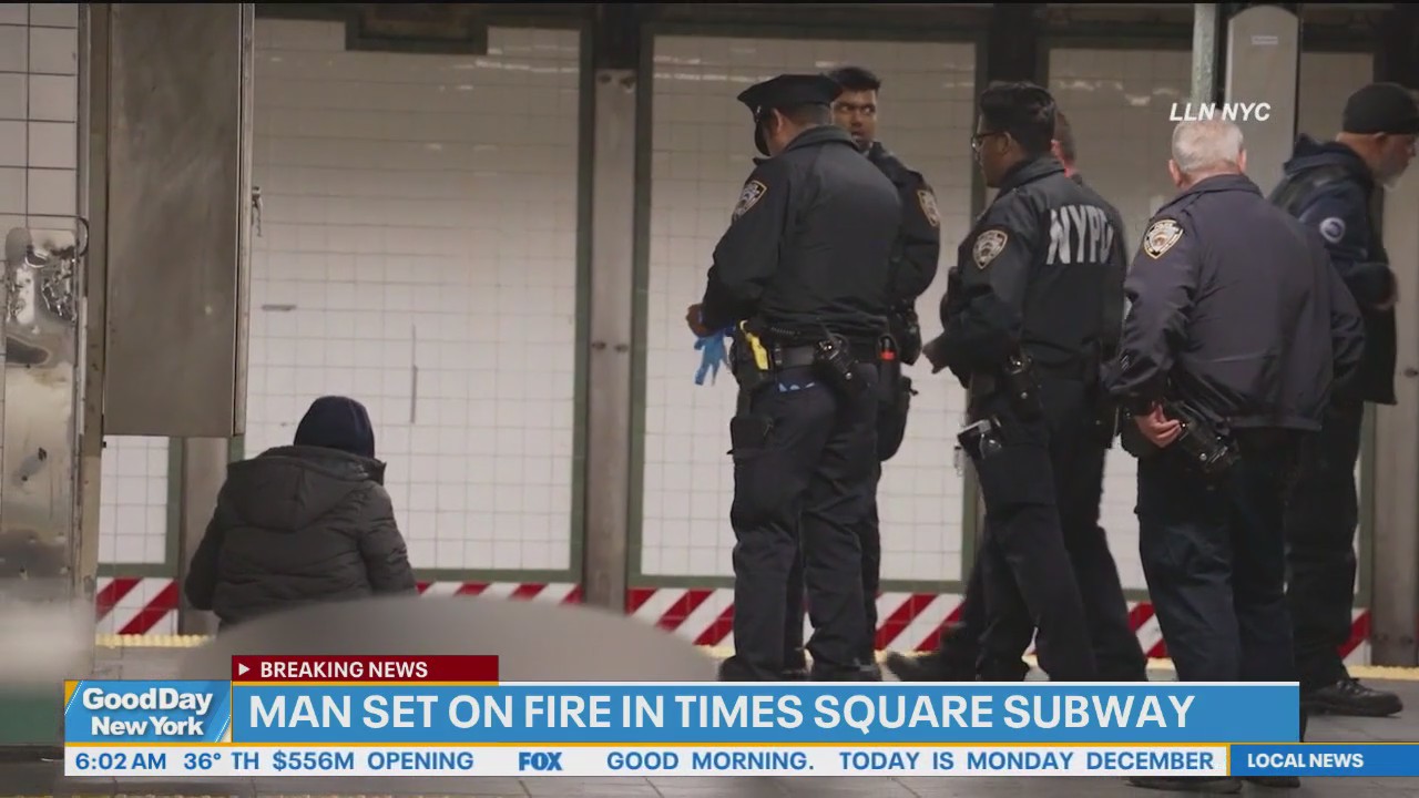 NYPD: Man set on fire on platform in Times Square station