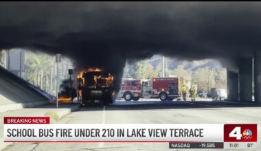 School bus burns under LA freeway overpass – NBC Los Angeles