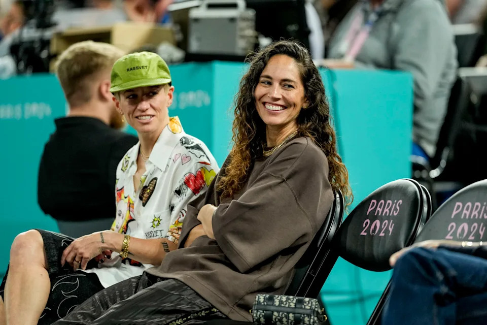 WNBA legend Sue Bird (right) and her partner, soccer star Megan Rapinoe, attend the 2024 Paris Olympics.© Kyle Terada-Imagn Images