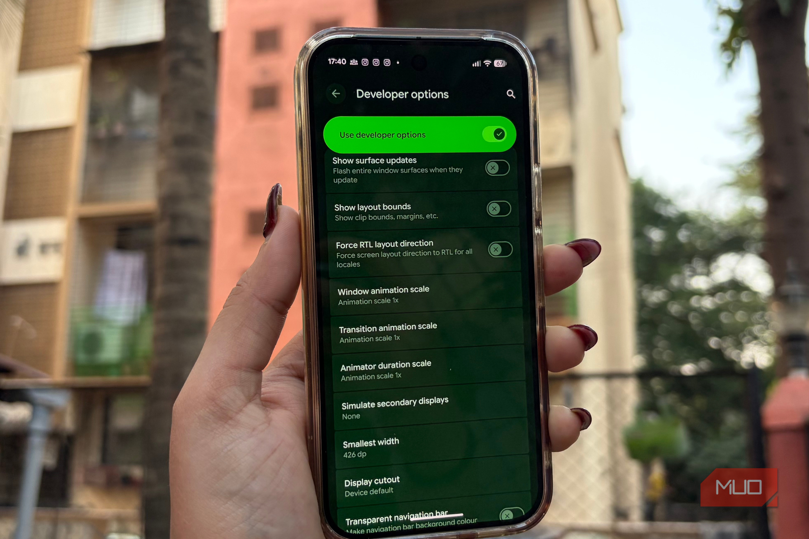 Developer Options screen on the Google Pixel 10 Pro