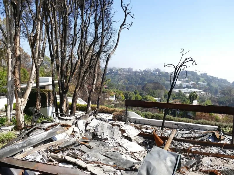 Homes burned to the ground following the Pacific Palisades fires that began burning in the Santa Monica Mountains in Los Angeles County on January 7, 2025. They destroyed large areas of Pacific Palisades, Topanga and Malibu before being contained after 24 days on January 31. Barbara Munker/dpa