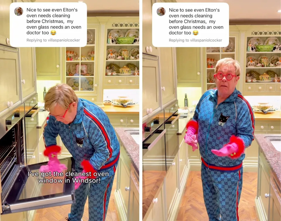 Elton John in his kitchen