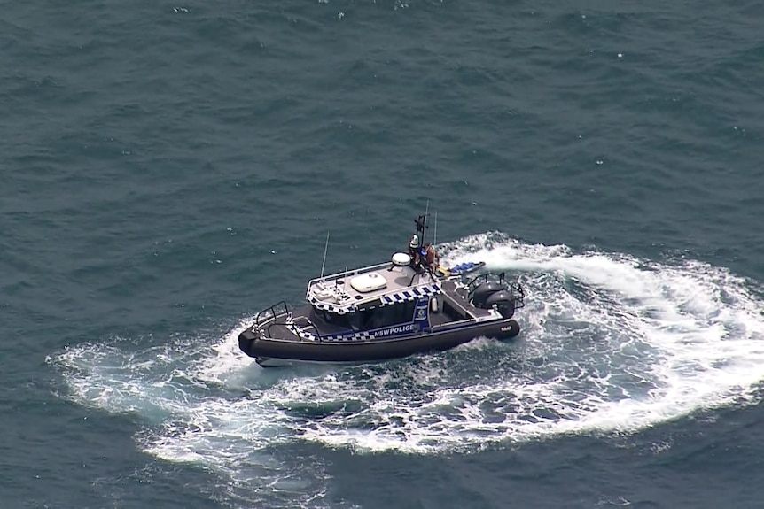 A police boat in the water.