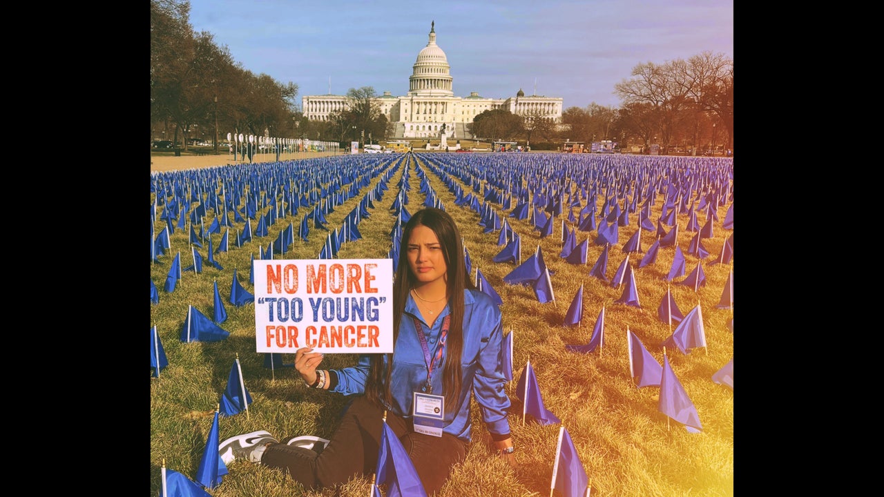Jessica Acosta in Washington, D.C., campaigning for funding to help find a cure for colorectal cancer.