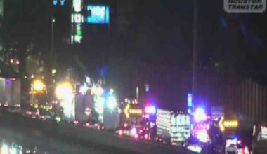 Multiple northbound lanes of I-69 closed at Bissonnet due to hazmat spill caused by earlier truck crash