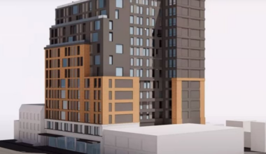 A rendering of the proposed 14-story apartment tower from PHA and Alterra Property Group at 2012 Chestnut St.