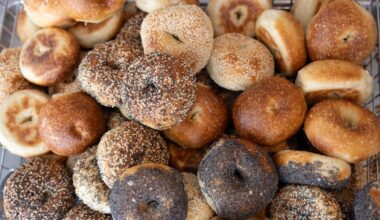 A pile of plain, poppyseed, everything, and sesame-flavored PopUp Bagels.