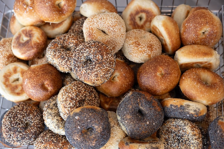 A pile of plain, poppyseed, everything, and sesame-flavored PopUp Bagels.
