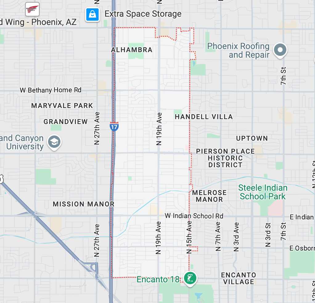 a map of the 85015 zip code in Phoenix