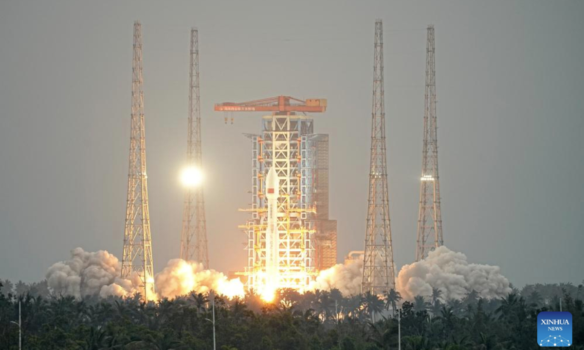 A Long March-8A carrier rocket carrying a group of internet satellites blasts off from the Hainan commercial spacecraft launch site in south China