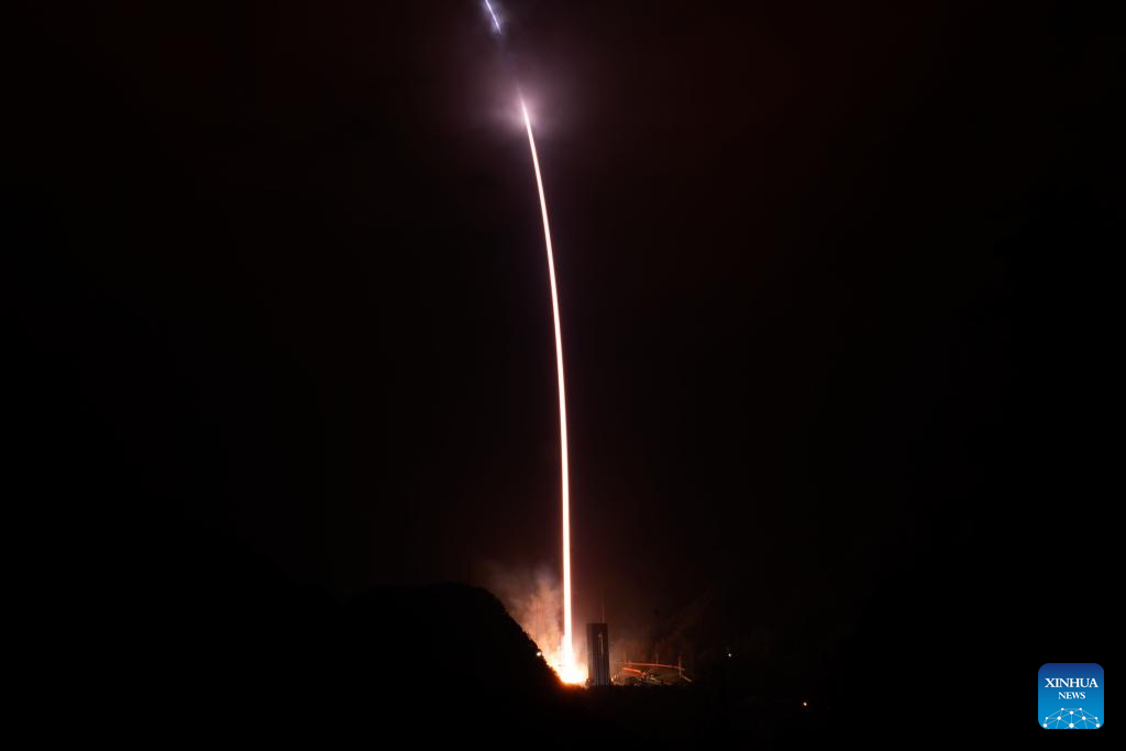 A Long March-3B rocket carrying the Fengyun-4 03 satellite blasts off from the Xichang Satellite Launch Center in southwest China's Sichuan Province, Dec. 27, 2025. The satellite has entered its planned orbit. (Photo by Yang Xi/Xinhua)