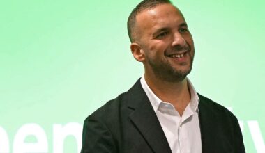 Britain's newly announced leader of the Green Party, Zack Polanski, reacts after being announced as the party's new leader, at a media event in central London on September 2, 2025. (JUSTIN TALLIS / AFP)