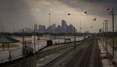 Union Pacific's Englewood rail yard is seen, Aug. 12, 2022, in Houston. (Associated Press)