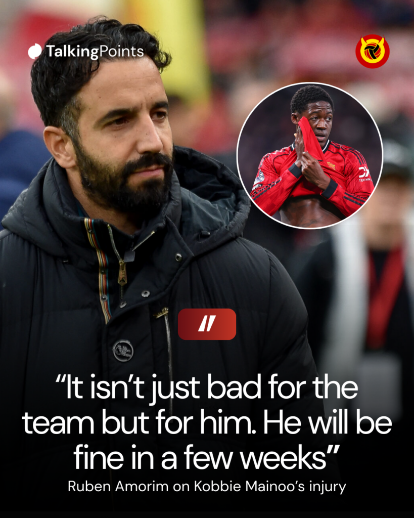 Ruben Amorim speaking about Kobbie Mainoo's injury