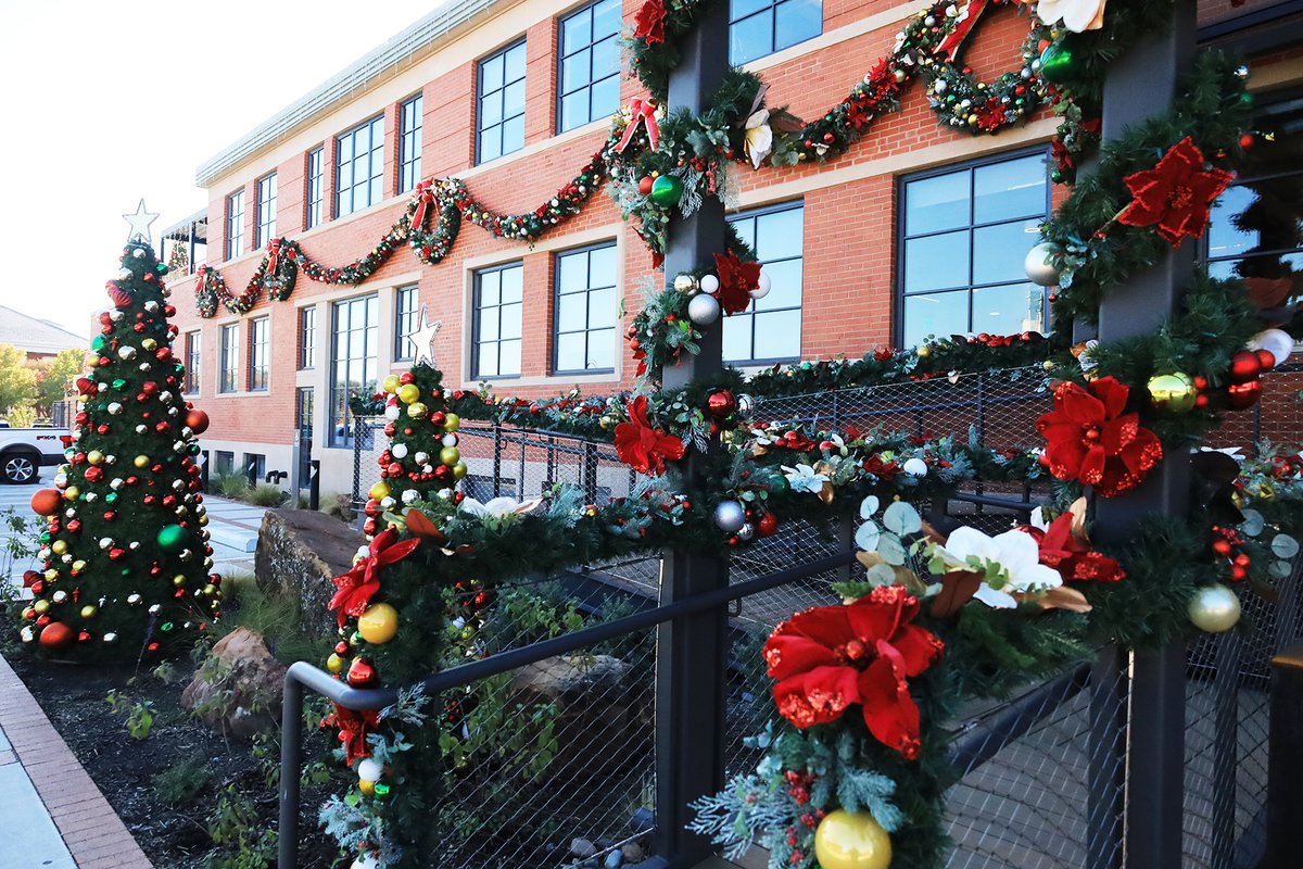 Armour Building Holiday Lights in the Fort Worth Stockyards