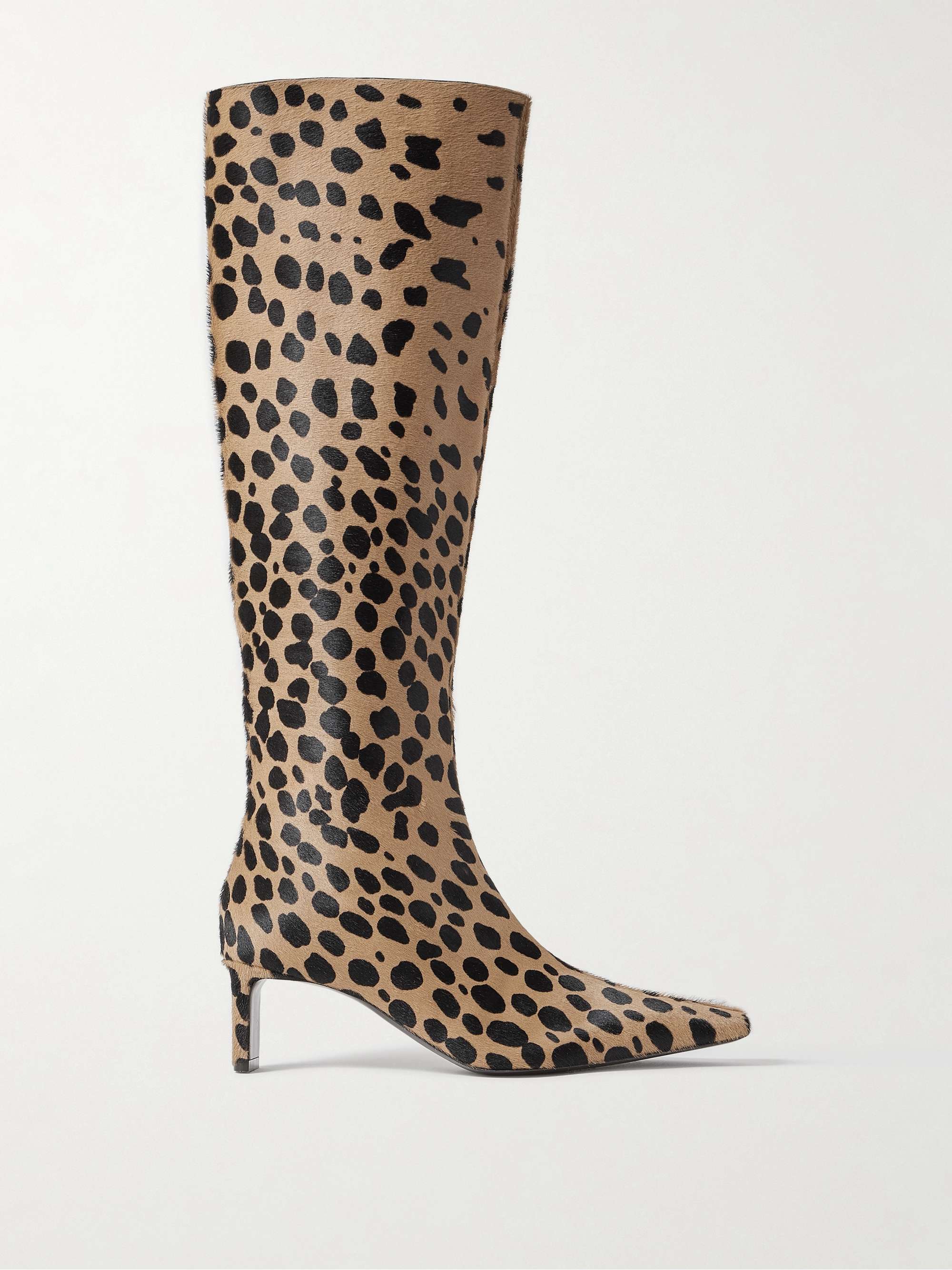 Ona Leopard-Print Calf Hair Knee Boots