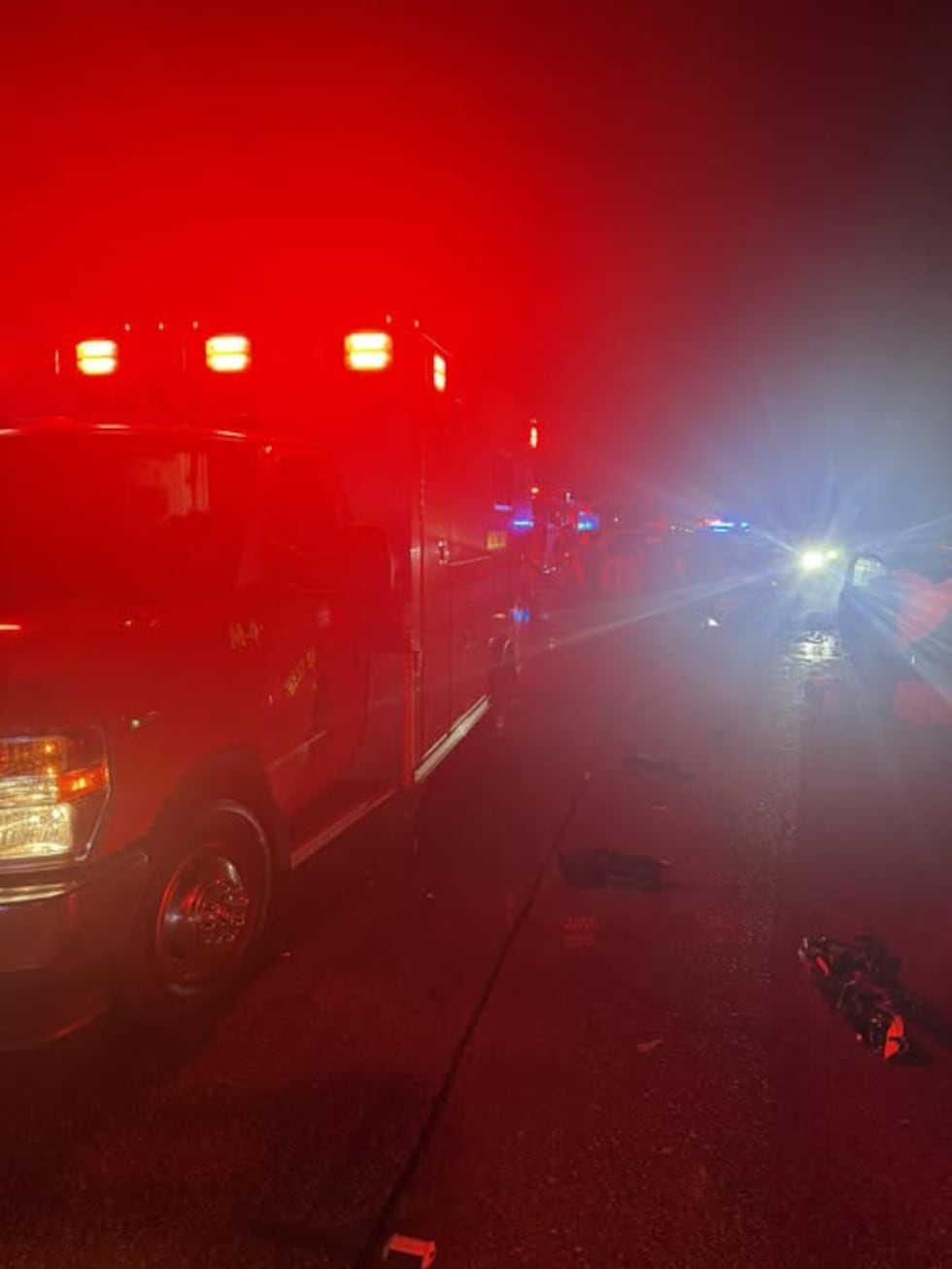 Emergency officials respond to a major crash on LA 1 near Emily Drive on Sunday night, Dec. 28.