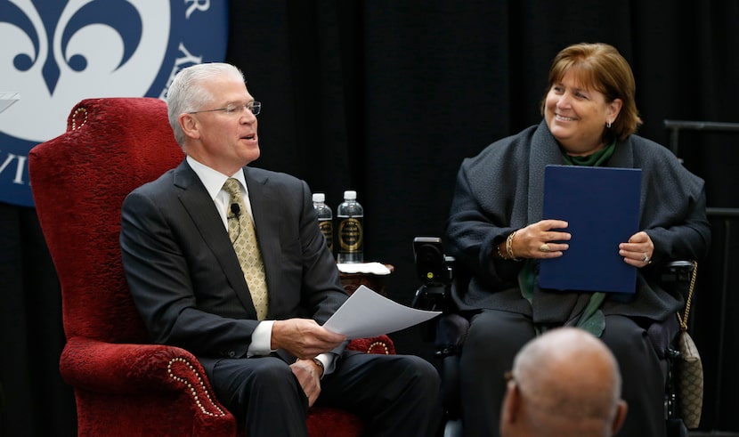 Rich Templeton, CEO of Texas Instruments and his wife, Mary Templeton chairmen of the United...