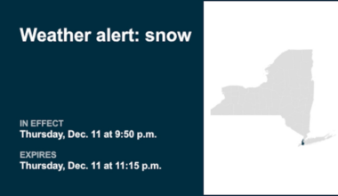 Look for snow in Kings (Brooklyn) and New York (Manhattan) County Thursday night