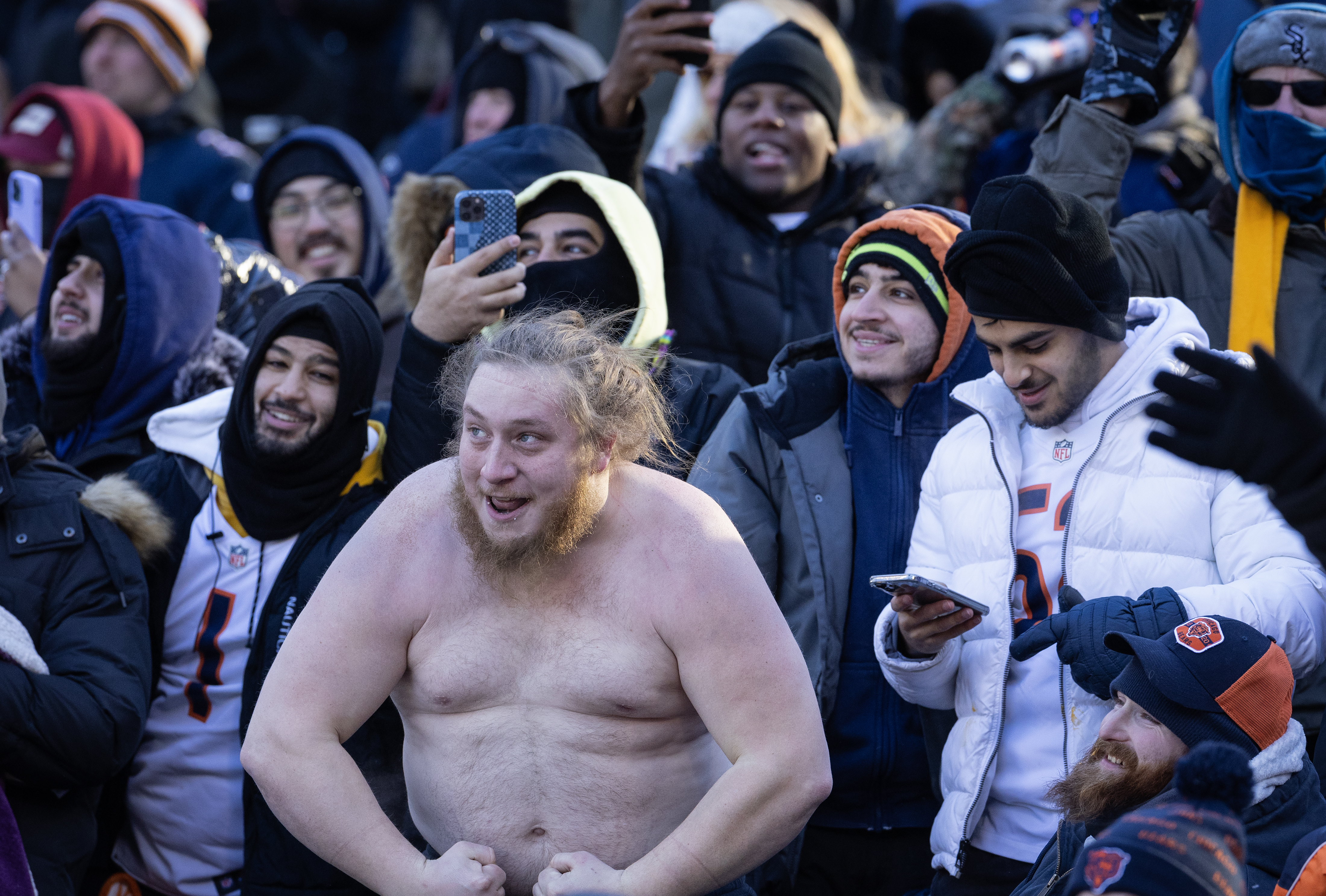 Bears fans brave the frigid temperatures during a 35-13 loss...