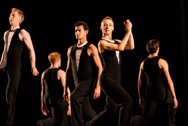 Twyla Tharp Dance's 60th anniversary "Diamond Jubilee" performance at the Harris Theater in Chicago is accompanied by Chicago-based Third Coast Percussion and flutist Constance Volk. (Kyle Flubacker)