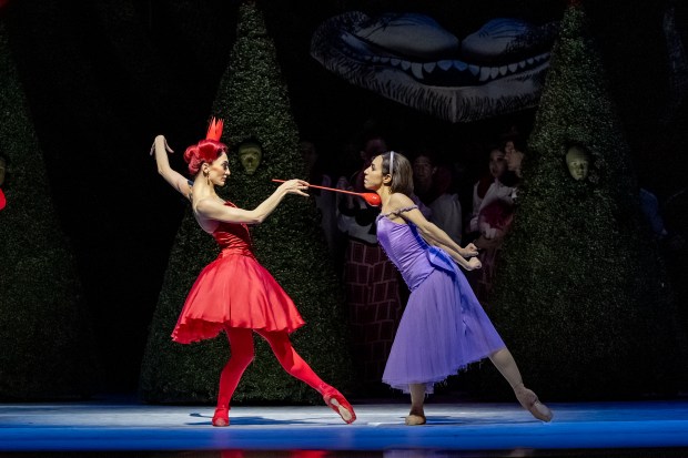 Victoria Jaiani and Amanda Assucena in "Alice's Adventures in Wonderland" by the Joffrey Ballet. (Cheryl Mann)