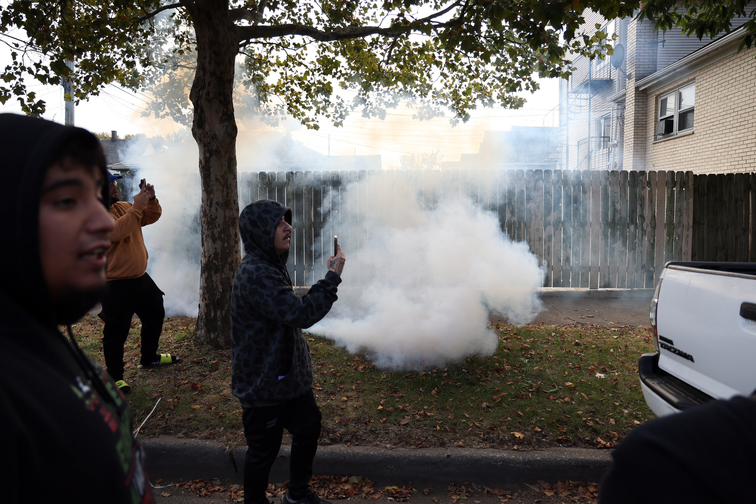 Tear gas is deployed as Border Patrol agents face off...