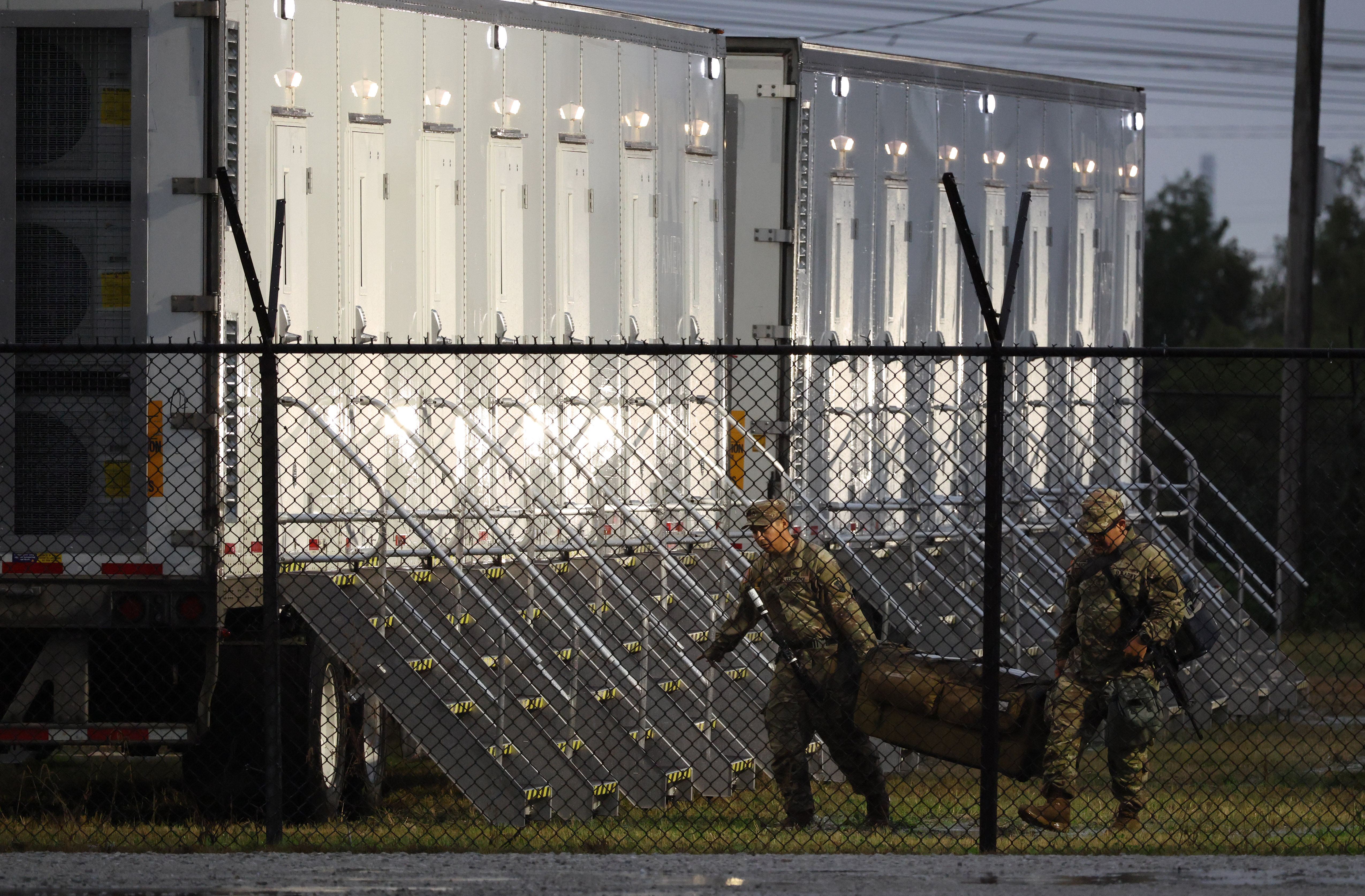 Members of the Texas National Guard assemble in Elwood at...