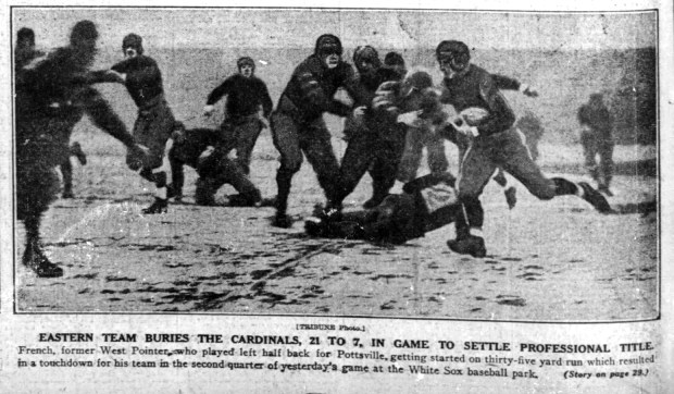 Though the Pottsville Maroons beat the Chicago Cardinals in the title game on Dec. 6, 1925, the Cardinals were later awarded the championship due to a technicality that disqualified the Maroons. (Chicago Tribune)