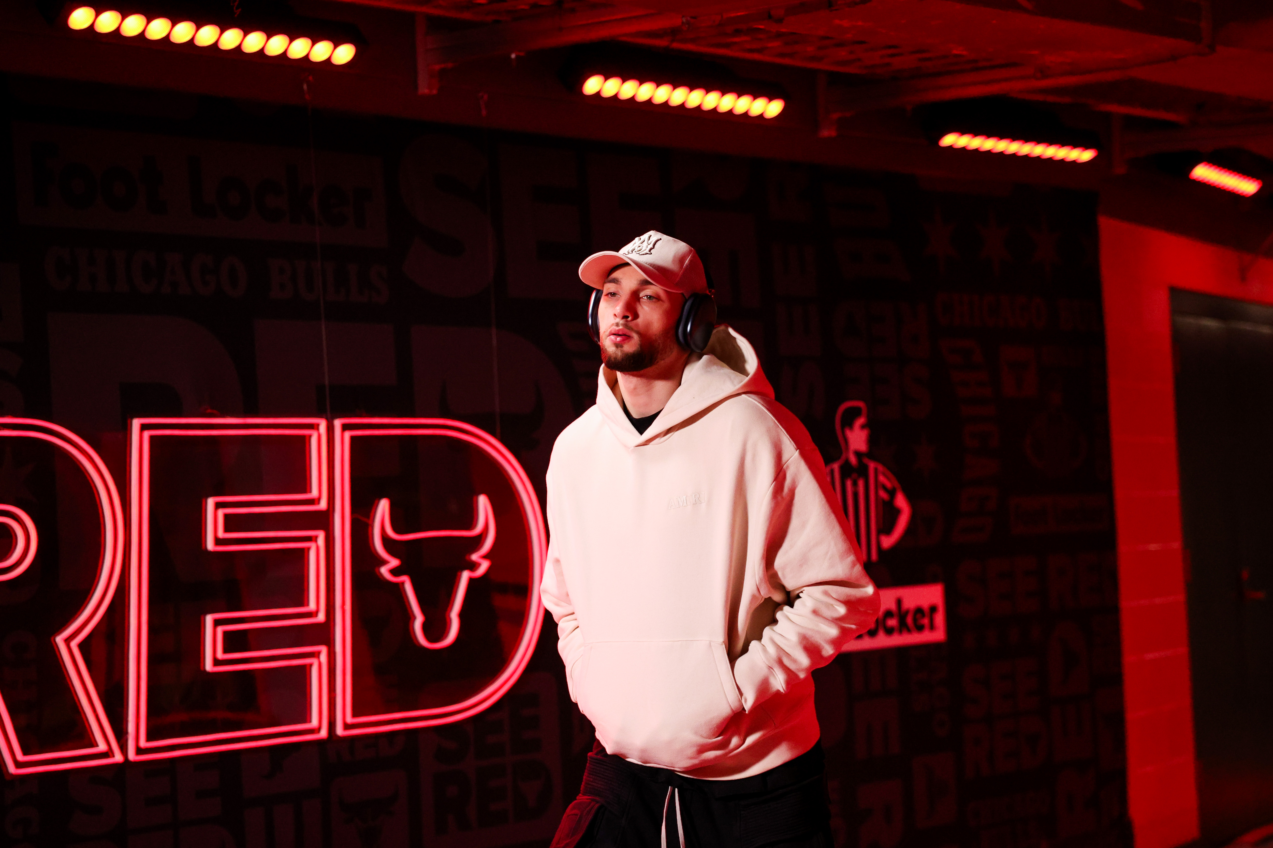 Bulls guard Zach LaVine walks to the locker room before...