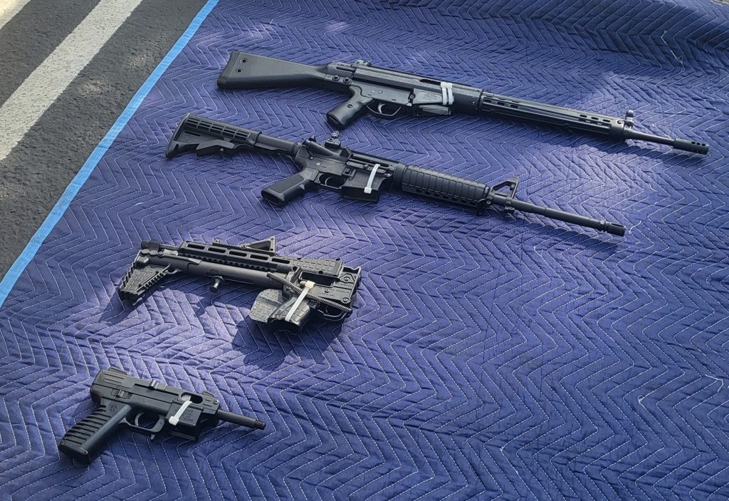 Guns turned in during a gun safety event in San Diego.