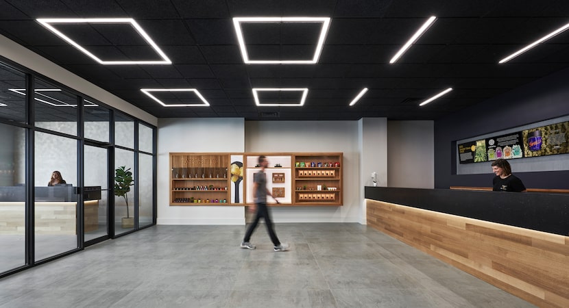 A customer enters Verano’s Zen Leaf dispensary in Aurora, IL.