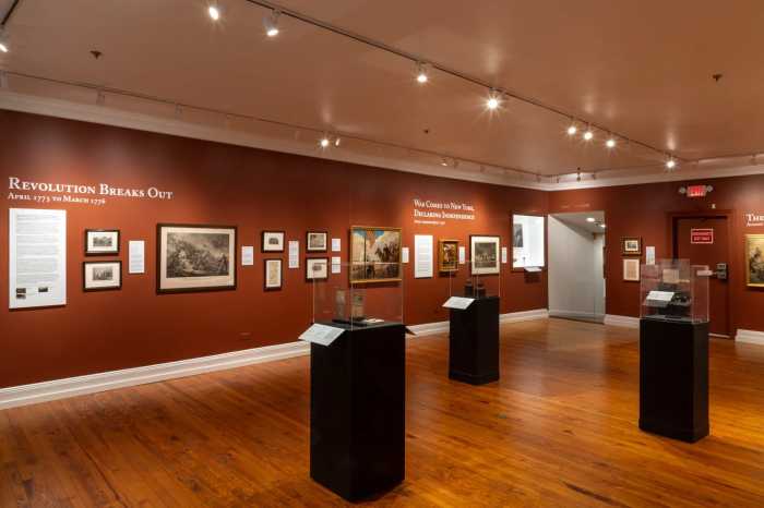 a museum exhibit with artifacts on the wall