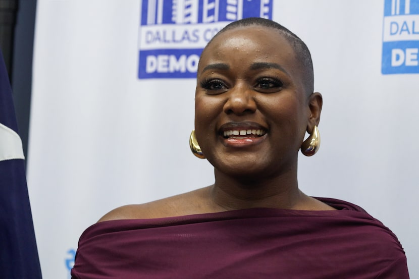 Candice Johnson, owner of Candee Skin, speaks about Clay Lewis Jenkins’, Dallas County...