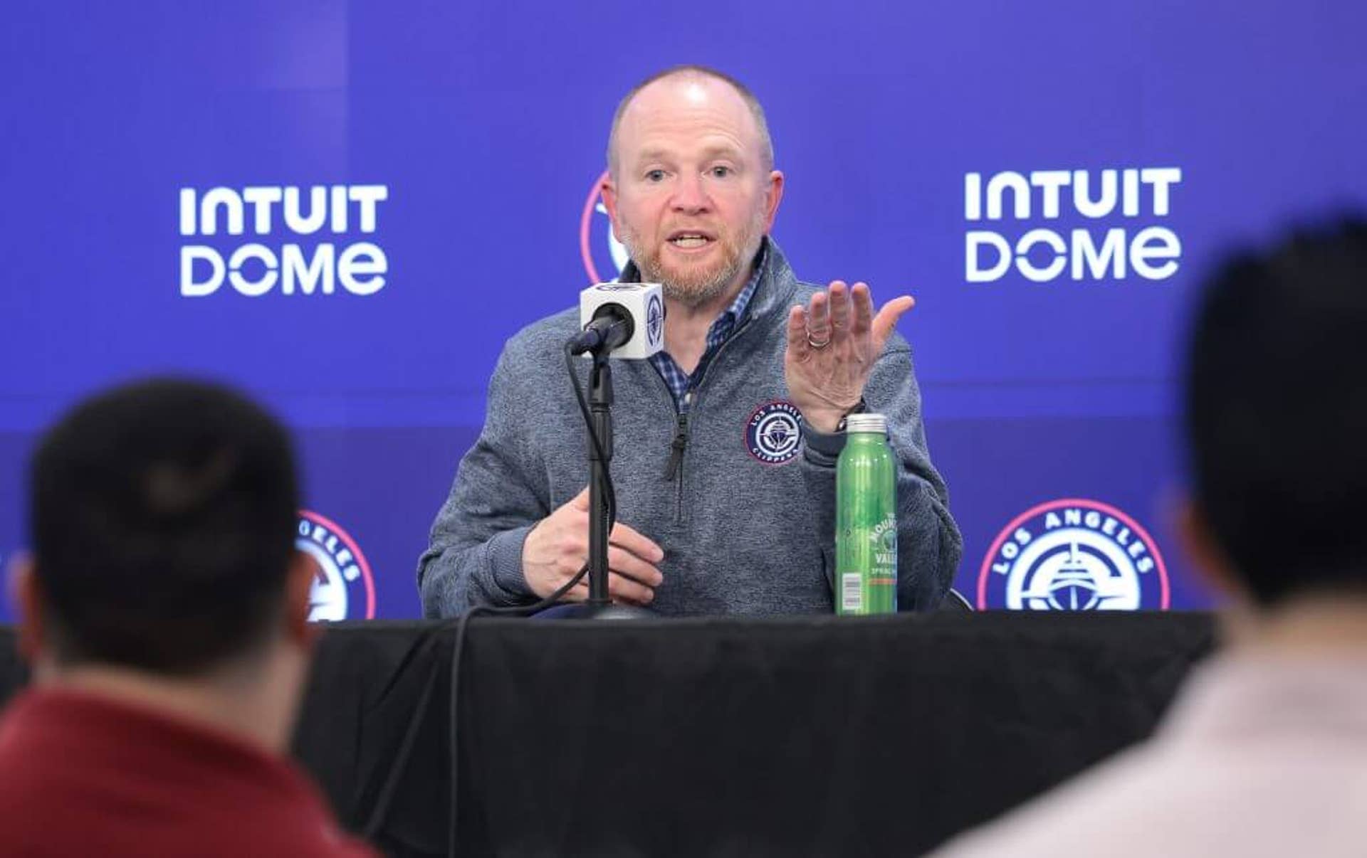 Lawrence Frank speaks during a news conference.