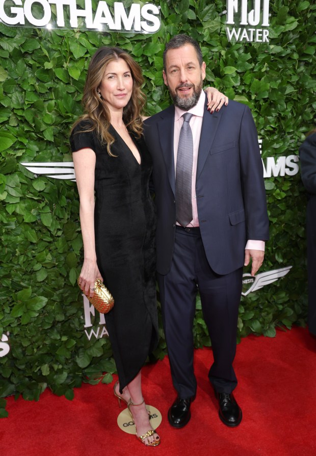 NEW YORK, NEW YORK - DECEMBER 01: Jackie Sandler and Adam Sandler attend the 35th Gotham Film Awards at Cipriani Wall Street on December 01, 2025 in New York City. (Photo by Michael Loccisano/Getty Images)