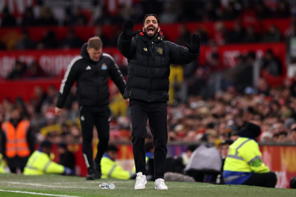 Ruben Amorim shouts from the touchline - Manchester United v Newcastle United - Premier League