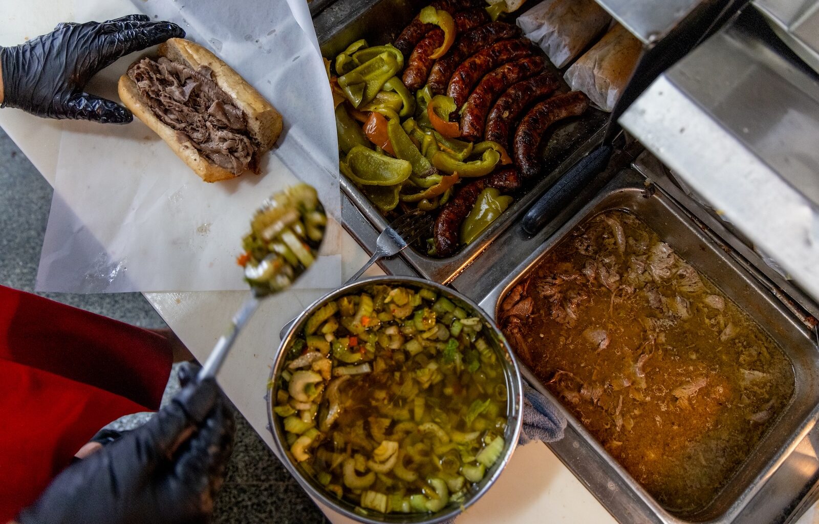 Giardiniera being scooped at Mr. Beef (Kathleen Hinkel for The Washington Post via Getty Images)