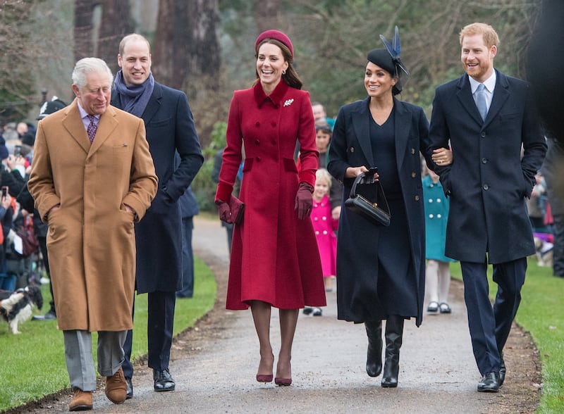 Prince Charles, Prince of Wales, Prince William, Duke of Cambridge, Catherine, Duchess of Cambridge, Meghan, Duchess of Sussex and Prince Harry, Duke of Sussex