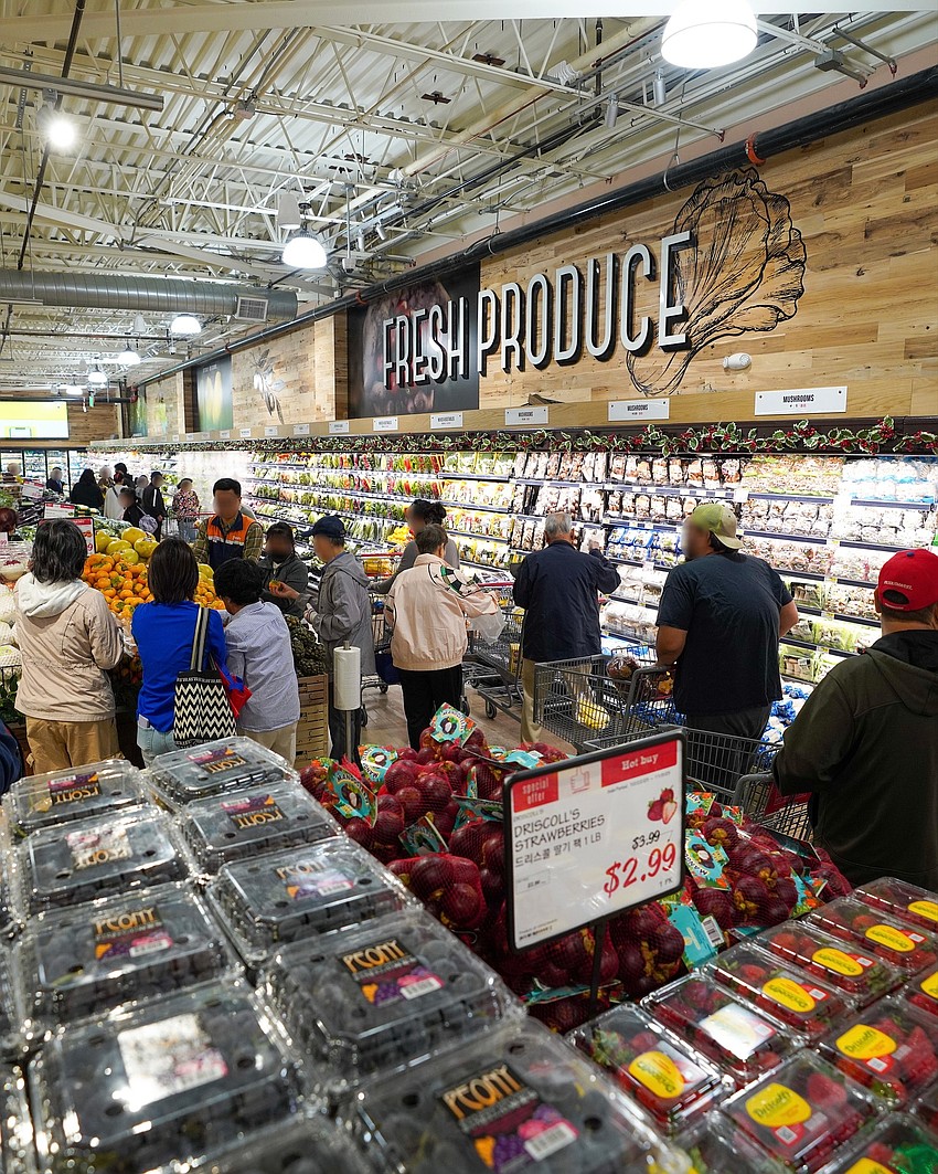 Shoppers fill the H Mart in Dallas.