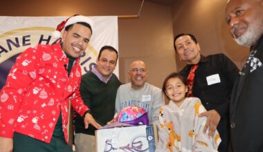 8th Shane Harris Christmas breakfast, gift giveaway lifts spirits