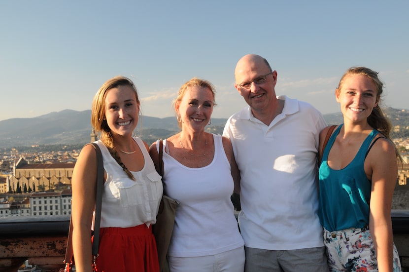 Emma Hackney, far right, is pictured with her family, from left, sister Maggie Pinholster,...
